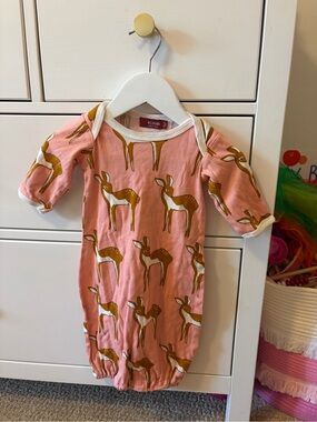 MilkBarn Deer Print Gown Organic Cotton 0-3 Months